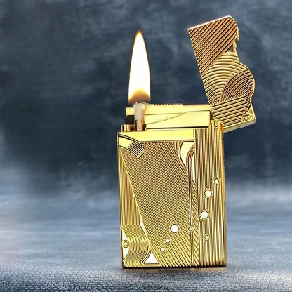 2025 New Classic Sound Brass Lighter Golden Sleeping Mermaid Pattern Retro Kerosene Lighter Fire Man Series Exquisite Men'S Gift