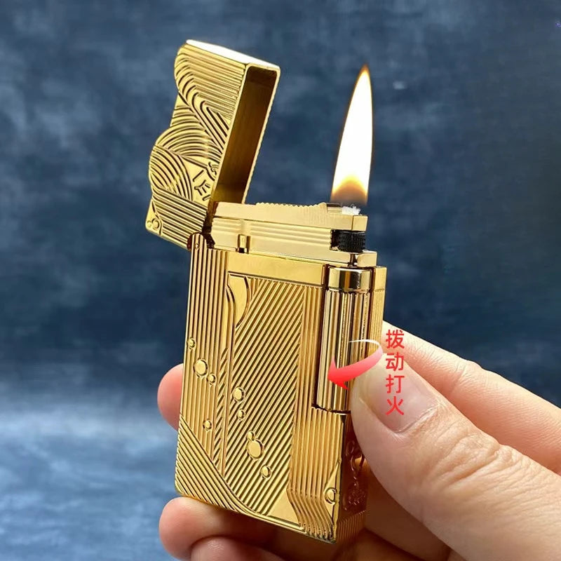 2025 New Classic Sound Brass Lighter Golden Sleeping Mermaid Pattern Retro Kerosene Lighter Fire Man Series Exquisite Men'S Gift