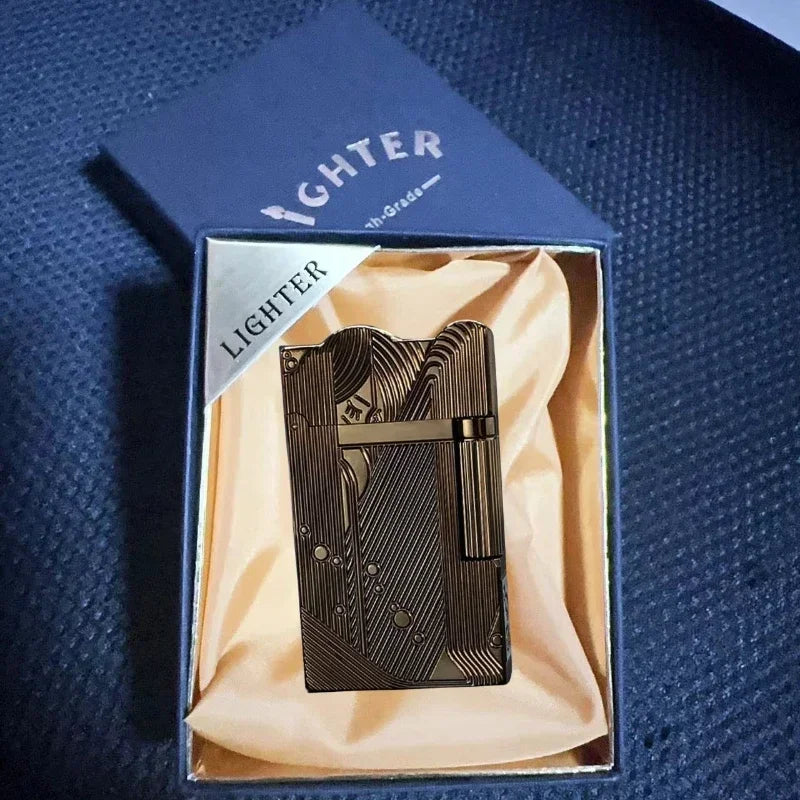 2025 New Classic Sound Brass Lighter Golden Sleeping Mermaid Pattern Retro Kerosene Lighter Fire Man Series Exquisite Men'S Gift