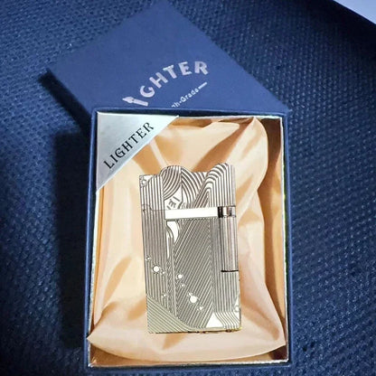 2025 New Classic Sound Brass Lighter Golden Sleeping Mermaid Pattern Retro Kerosene Lighter Fire Man Series Exquisite Men'S Gift