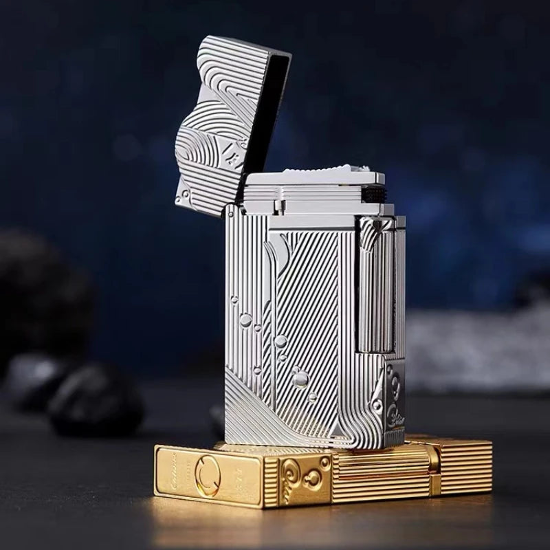 2025 New Classic Sound Brass Lighter Golden Sleeping Mermaid Pattern Retro Kerosene Lighter Fire Man Series Exquisite Men'S Gift