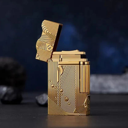 2025 New Classic Sound Brass Lighter Golden Sleeping Mermaid Pattern Retro Kerosene Lighter Fire Man Series Exquisite Men'S Gift